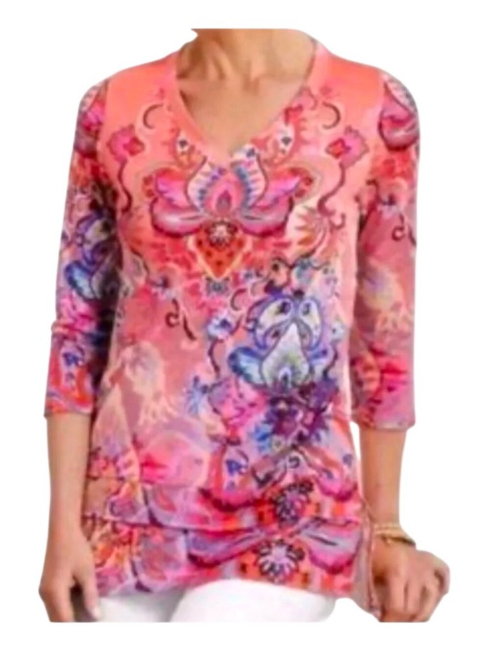 Soft Surroundings Floral Tunic Top M